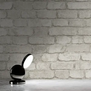 کاغذ دیواری طرح آجر نقره‌ای